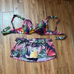 Tommy Bahama Navy and Red Floral Bikini
